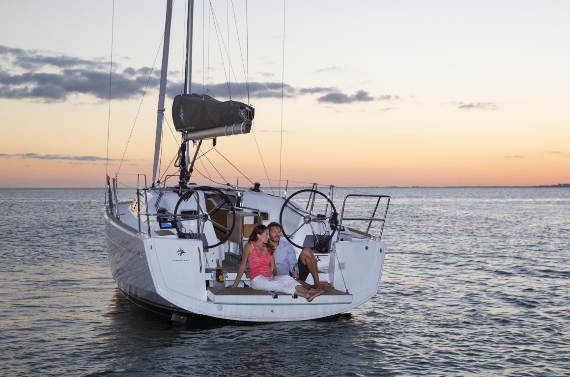 Sailing lifestyle onboard Jeanneau 349 in Biscayne Bay, Miami FL.